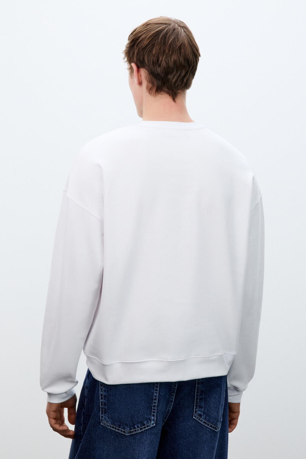 Свитшот базовый удлиненный - цвет белый - 4
