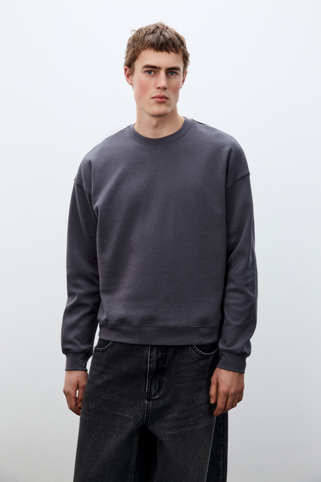 Свитшот базовый удлиненный - цвет серый - 2