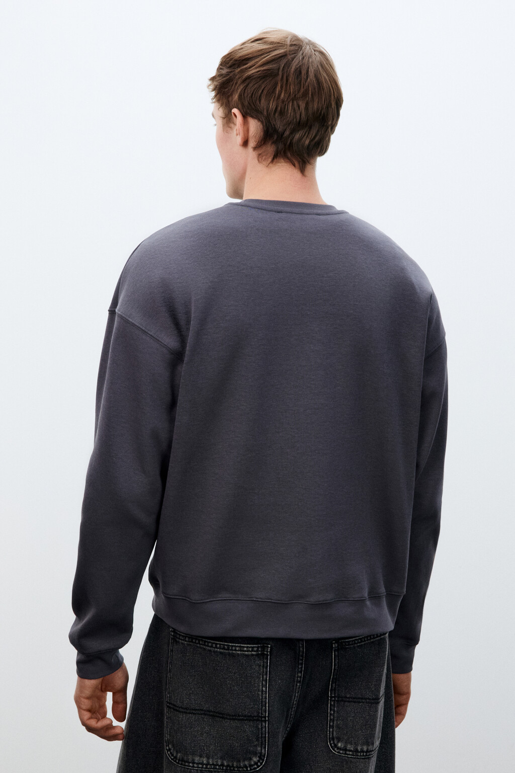 Свитшот базовый удлиненный - цвет серый - 3