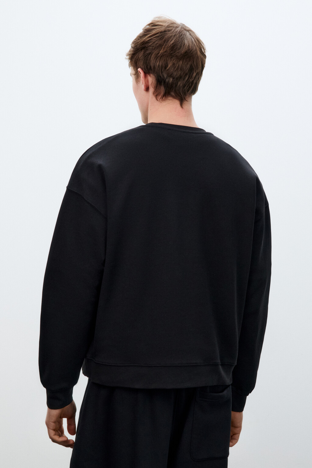 Свитшот базовый удлиненный - цвет черный - 3