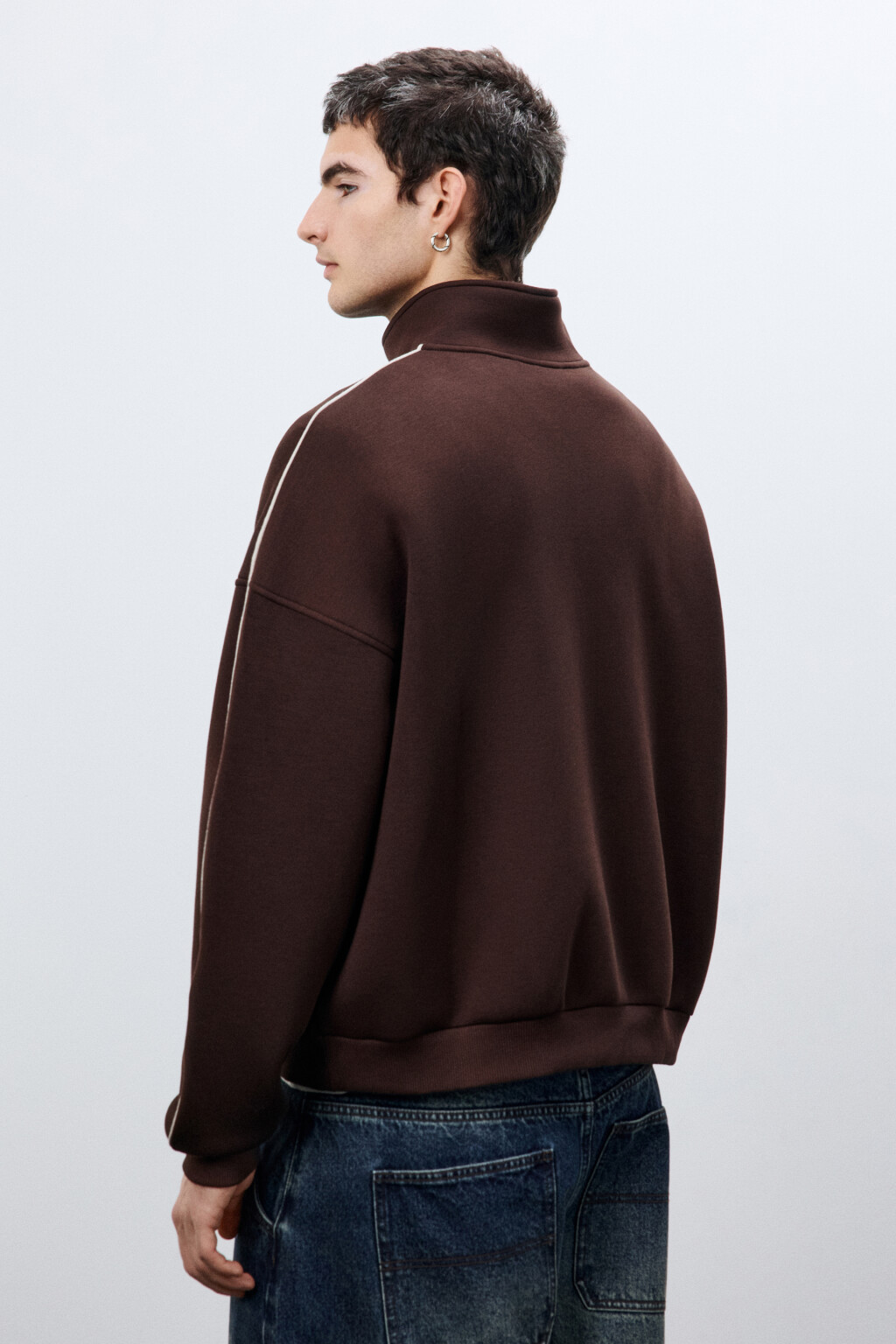 Джемпер с молнией на груди - цвет коричневый - 3