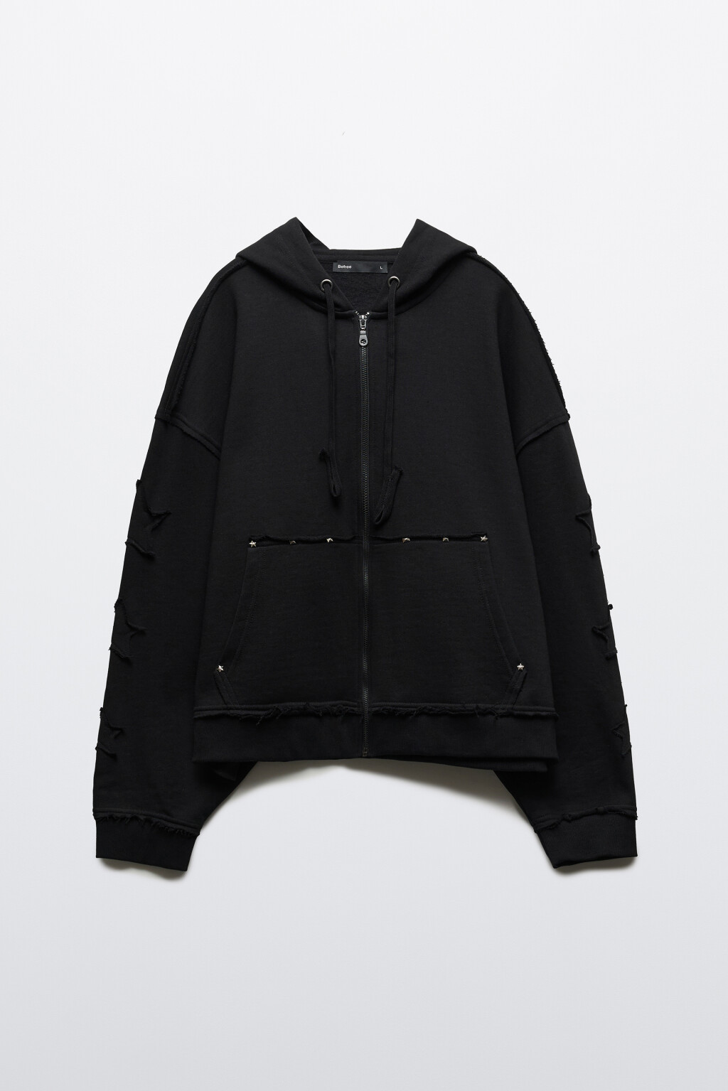 Худи-зипка из футера с принтом на спине - цвет черный - 9