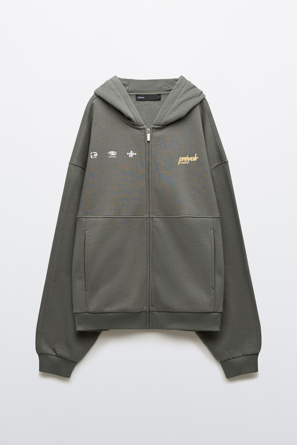 Худи-зипка oversize с принтом - цвет серый - 1