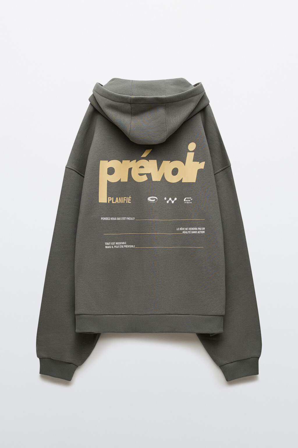 Худи-зипка oversize с принтом - цвет серый - 2