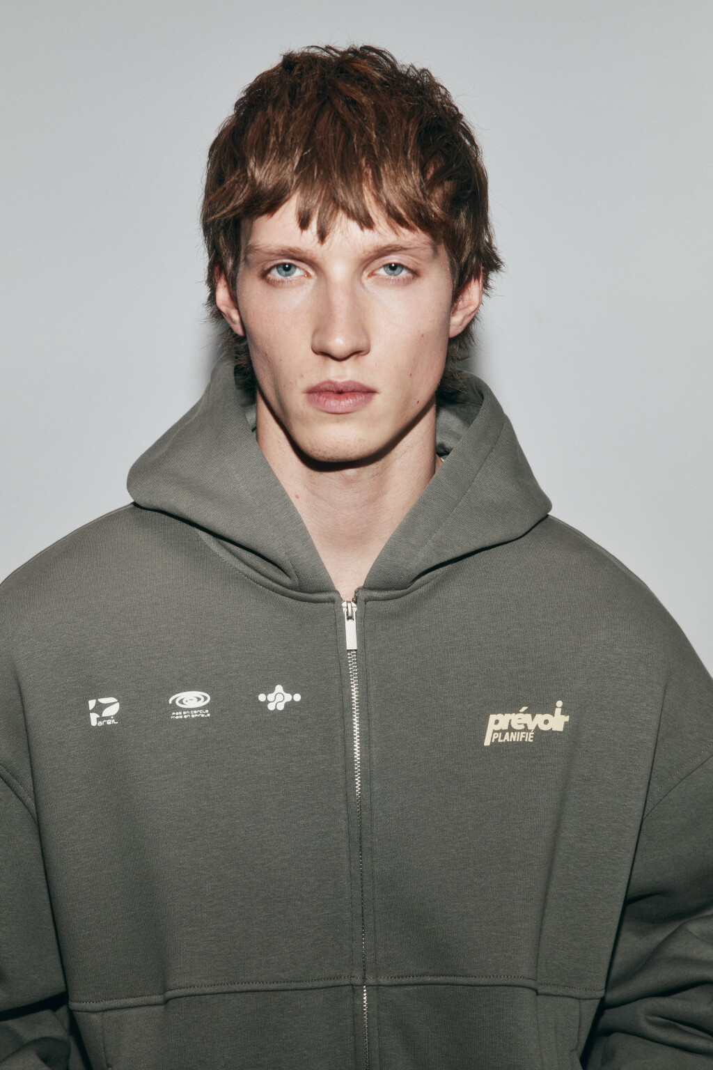 Худи-зипка oversize с принтом - цвет серый - 6