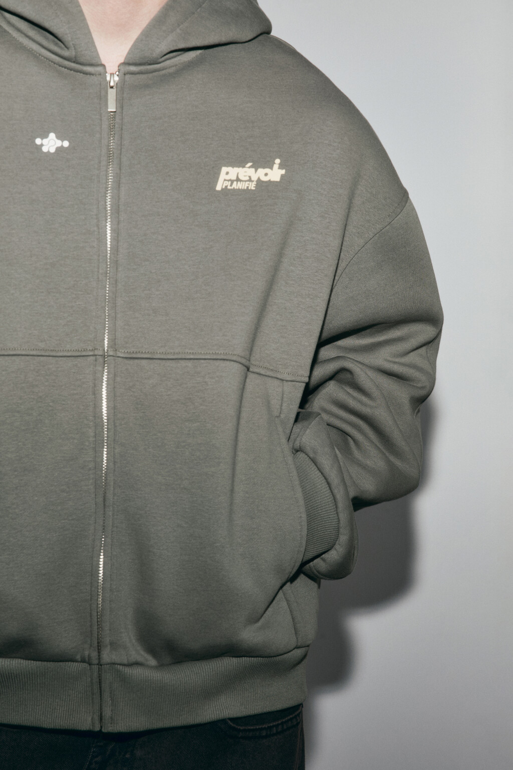 Худи-зипка oversize с принтом - цвет серый - 7