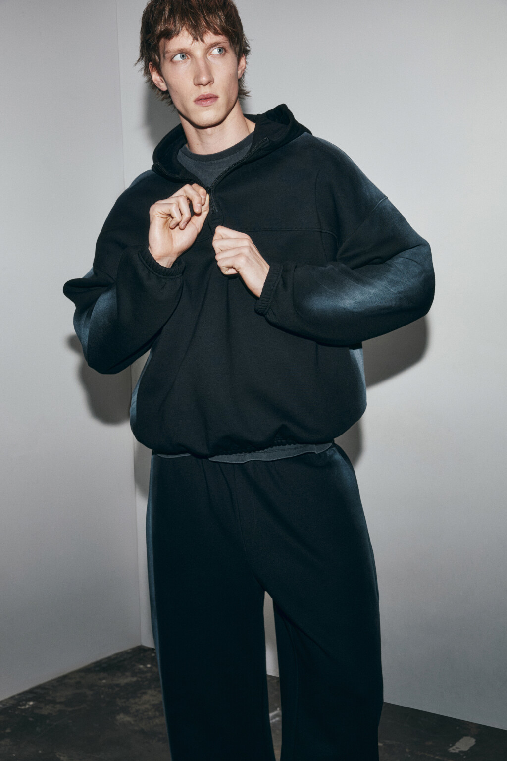 Худи oversize с вареным эффектом - цвет черный - 1