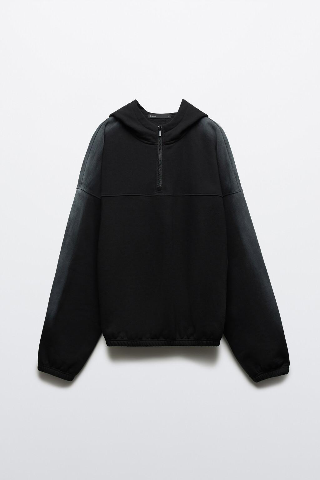 Худи oversize с молнией на груди - цвет черный - 1