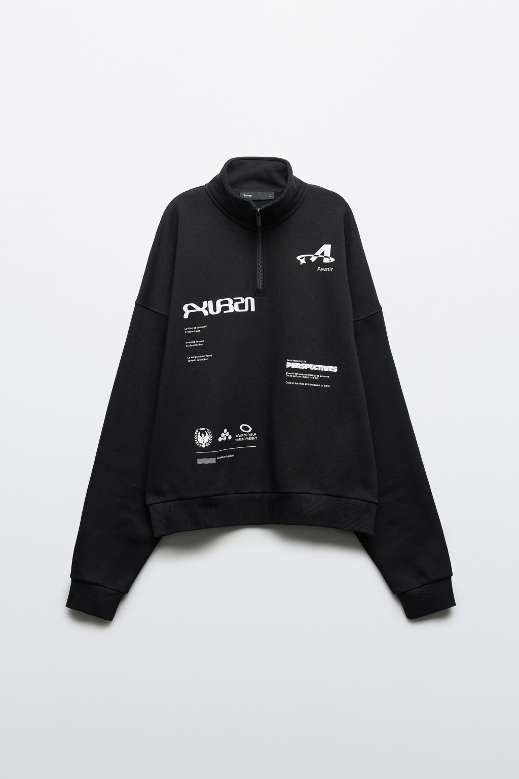 Худи укороченная с молнией на груди - цвет черный - 1