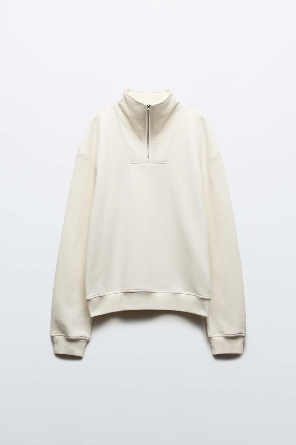 Худи из футера с воротником-стойкой на молнии - цвет белый - 8