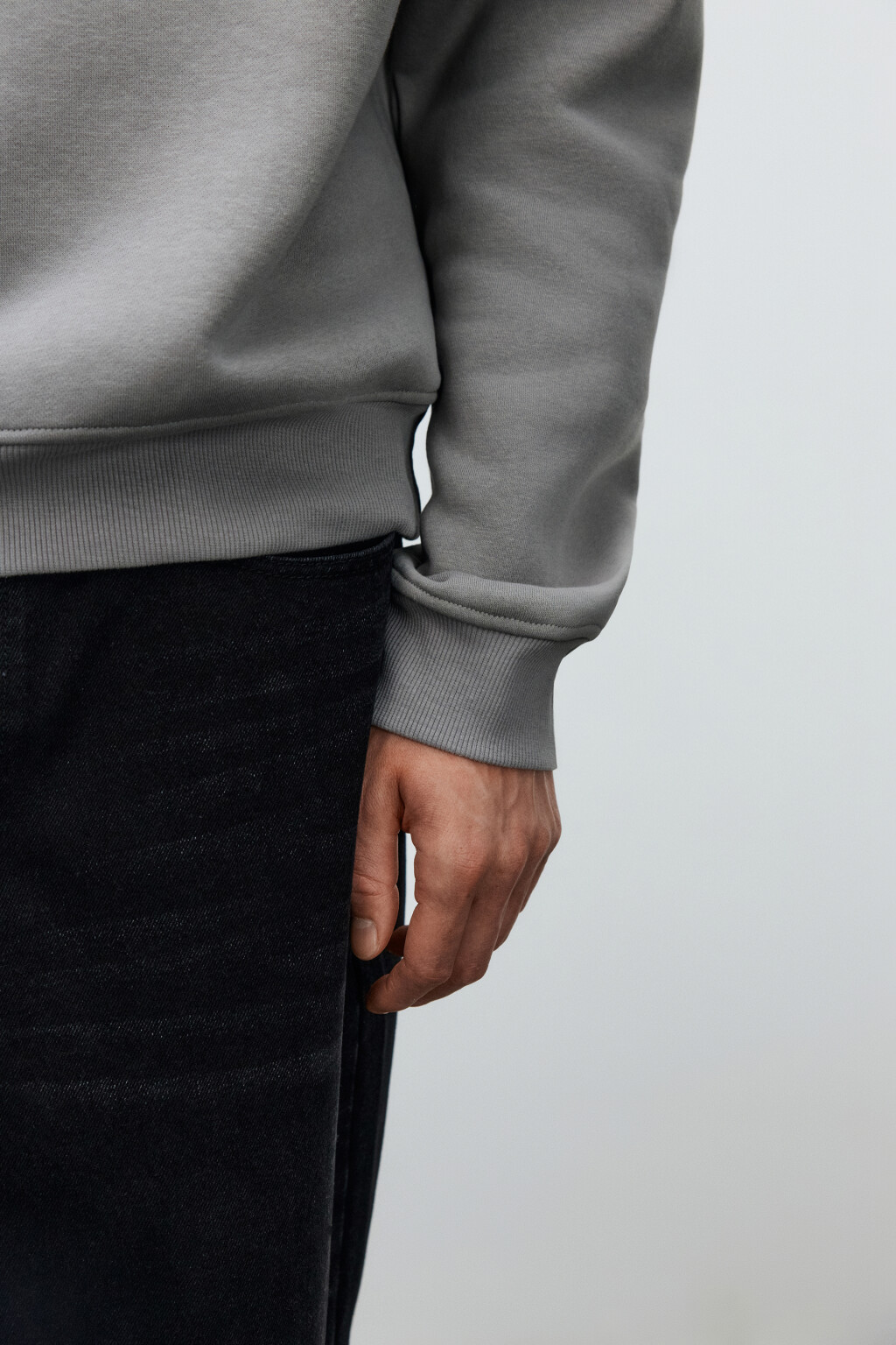 Худи из футера с воротником-стойкой на молнии - цвет серый - 8
