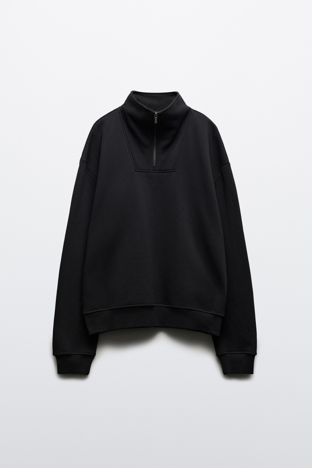 Худи из футера с воротником-стойкой на молнии - цвет черный - 9