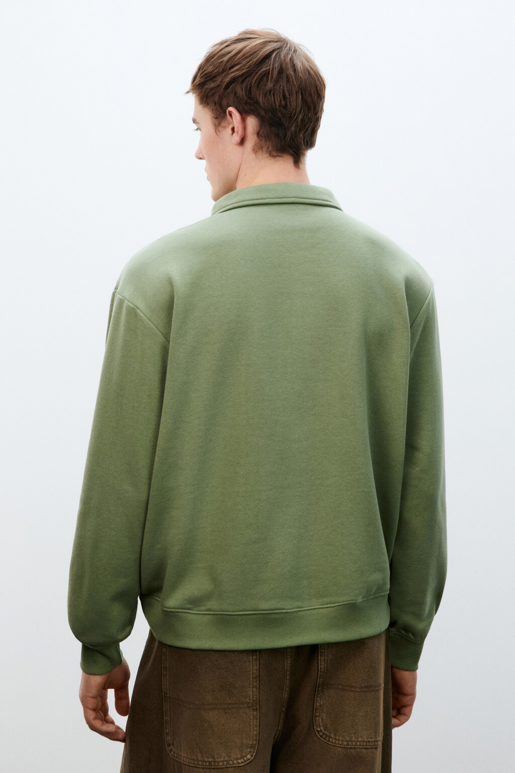 Худи из футера с воротником - цвет зеленый - 4