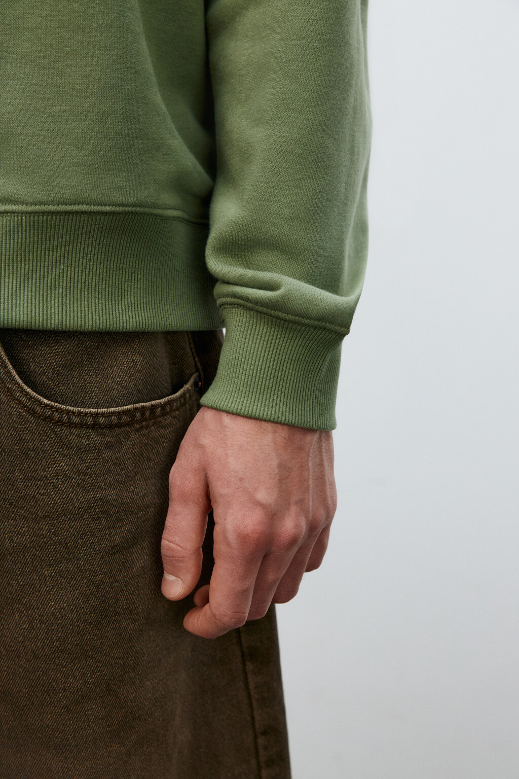 Худи из футера с воротником - цвет зеленый - 7