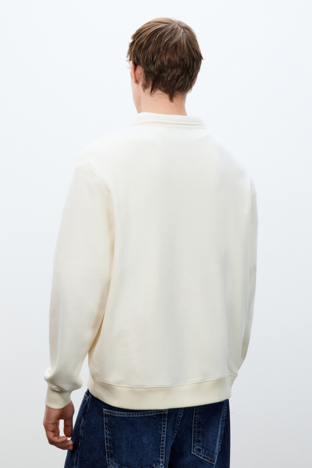 Худи из футера с воротником - цвет белый - 4