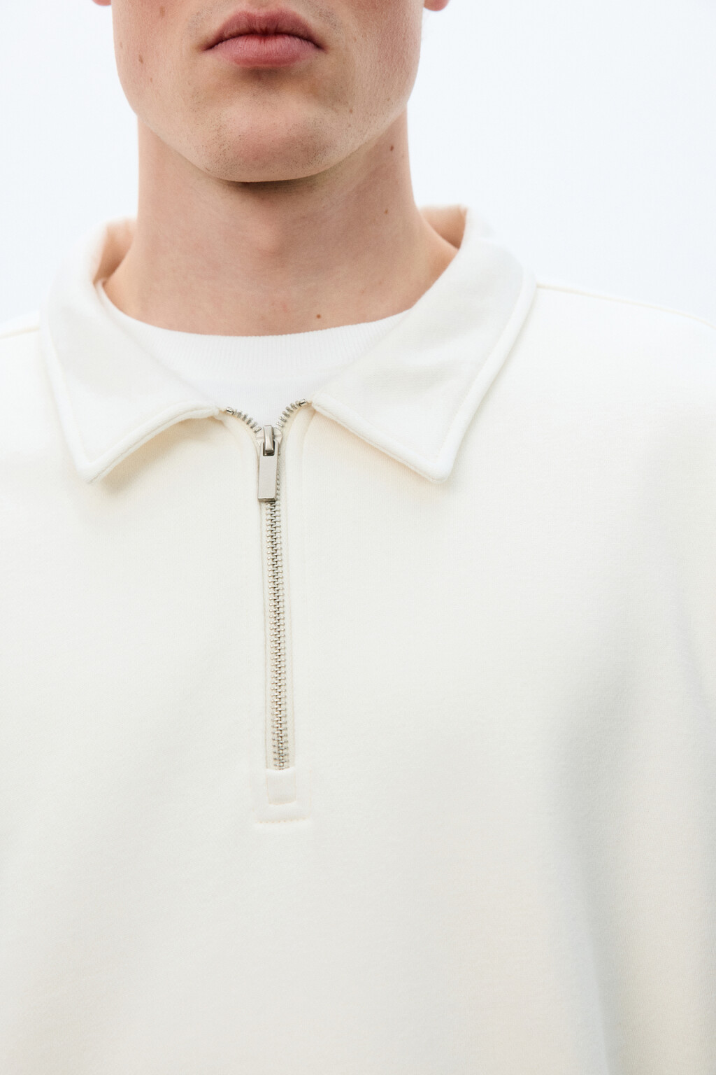 Худи из футера с воротником - цвет белый - 6