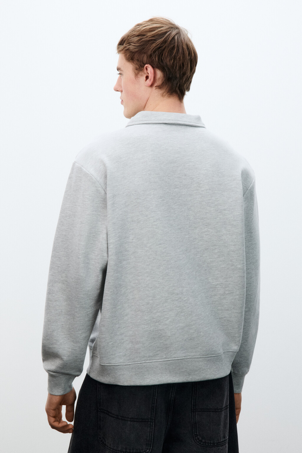 Худи из футера с воротником - цвет серый - 3