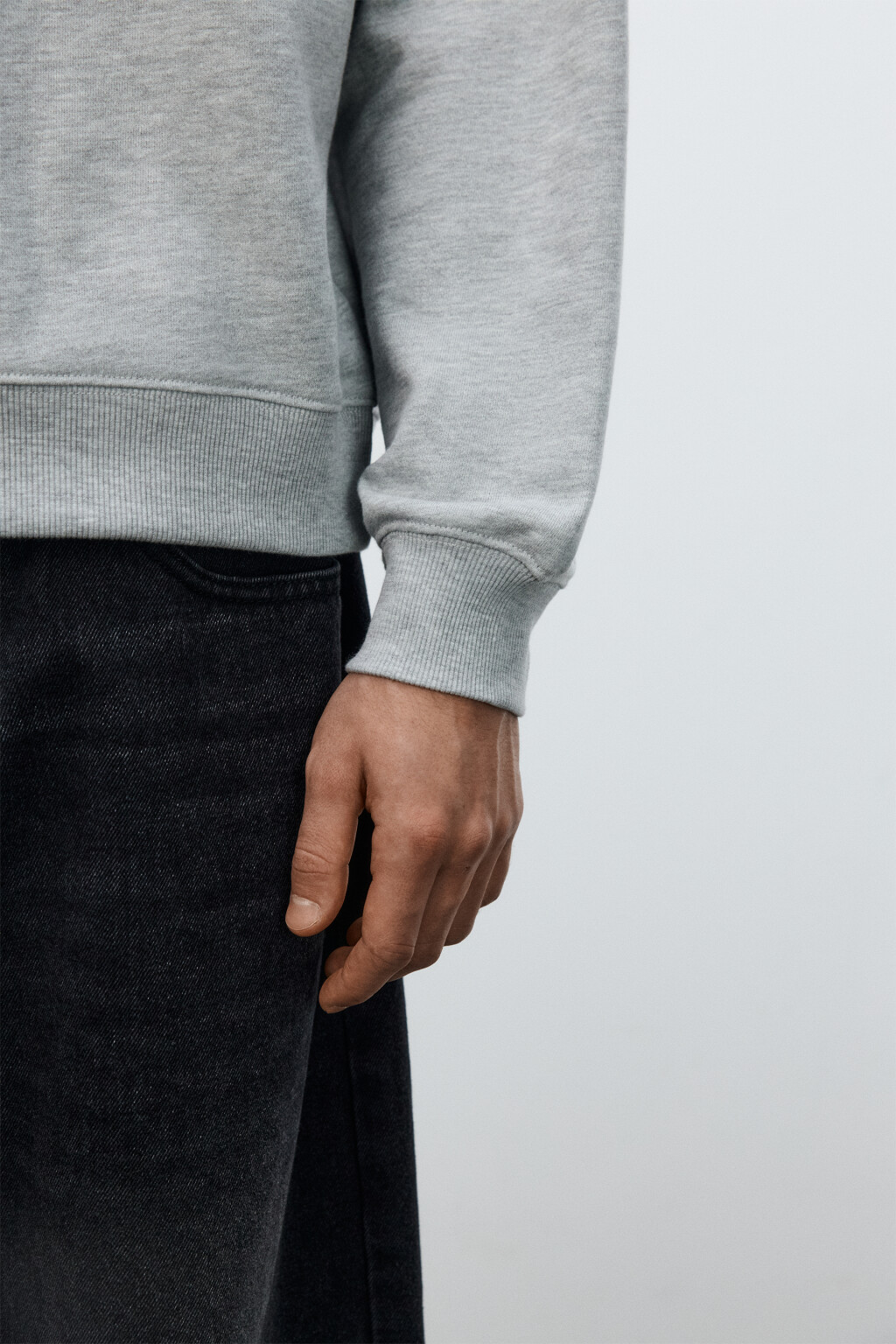 Худи из футера с воротником - цвет серый - 6