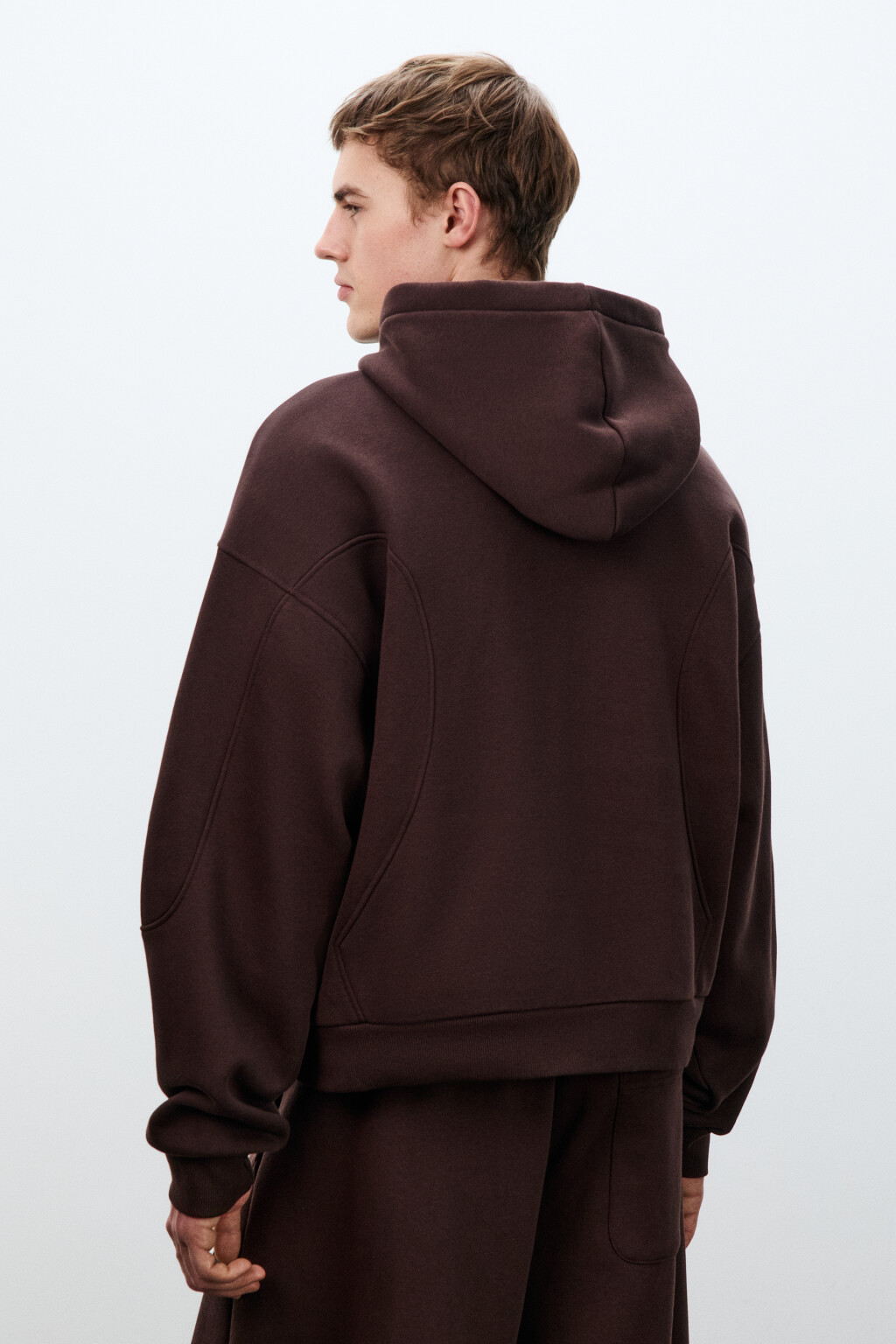 Худи базовая утепленная с капюшоном - цвет коричневый - 3
