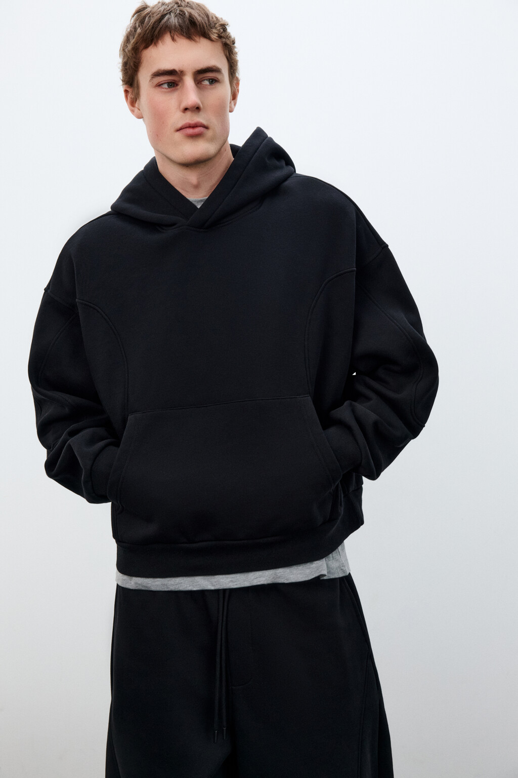 Худи базовая утепленная с капюшоном - цвет черный - 1