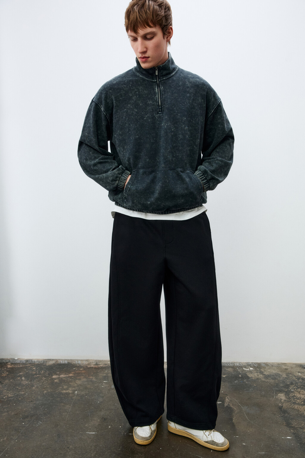 Свитшот из футера с вареным эффектом - цвет синий - 1