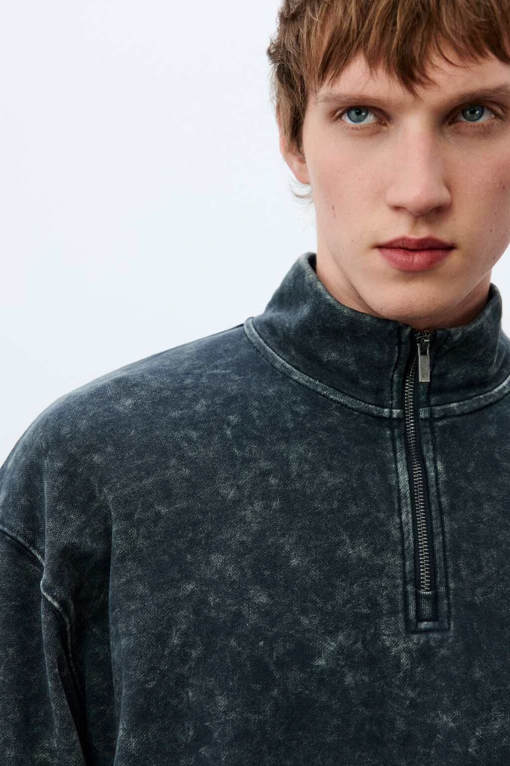 Свитшот из футера с вареным эффектом - цвет синий - 6