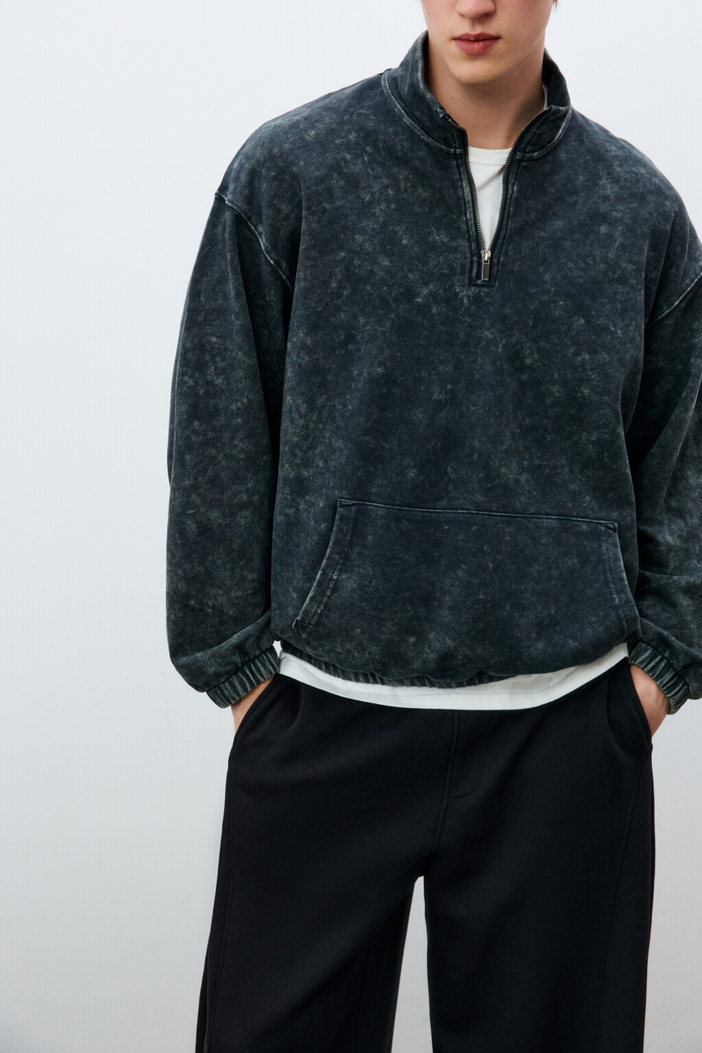 Свитшот из футера с вареным эффектом - цвет синий - 7