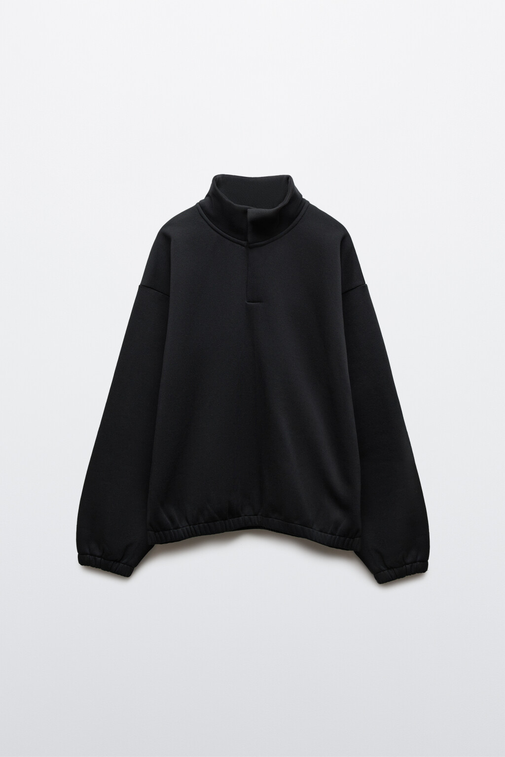 Свитшот из футера с воротником-стойкой на кнопках - цвет черный - 9