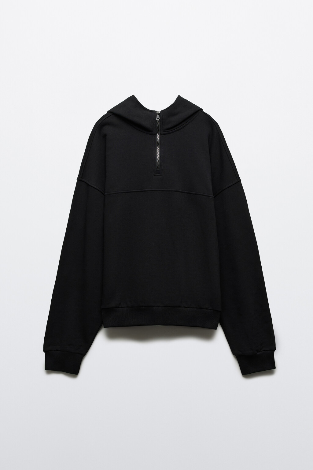 Худи из футера с молнией на груди - цвет черный - 1