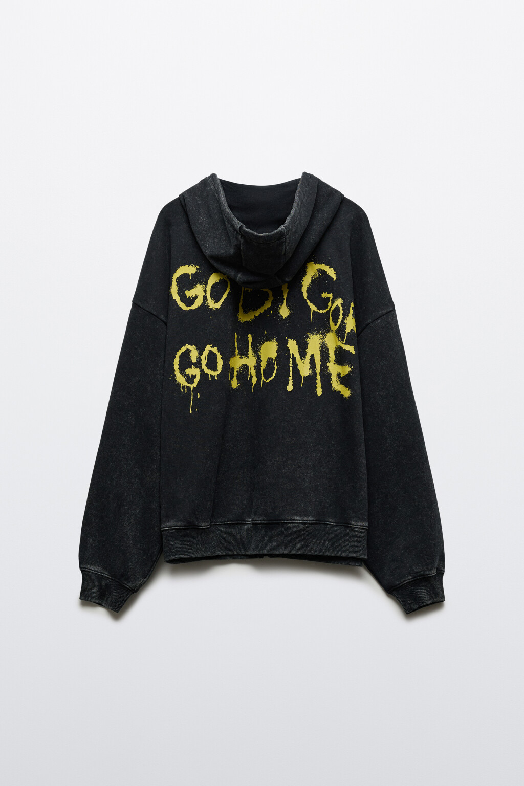 Худи-зипка свободная из футера с принтом - цвет черный - 10