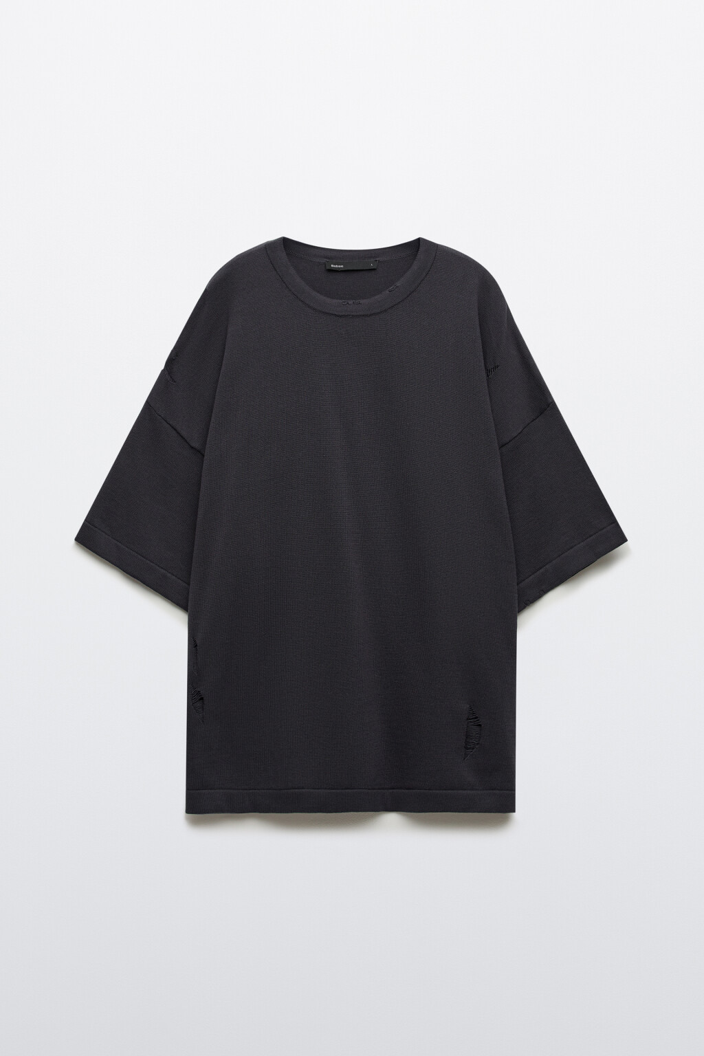 Футболка хлопковая рваная - цвет черный - 1