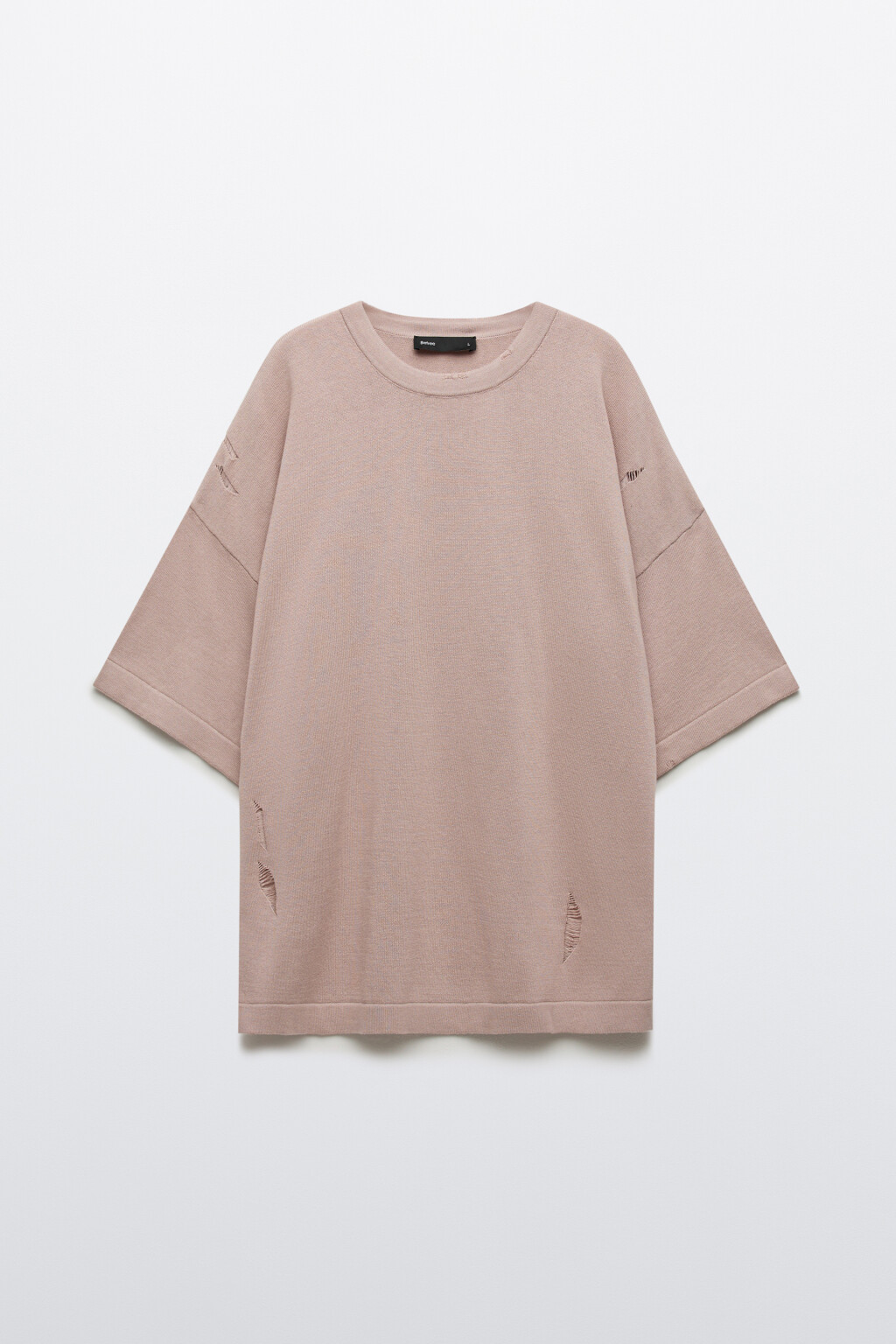 Футболка хлопковая рваная - цвет розовый - 1