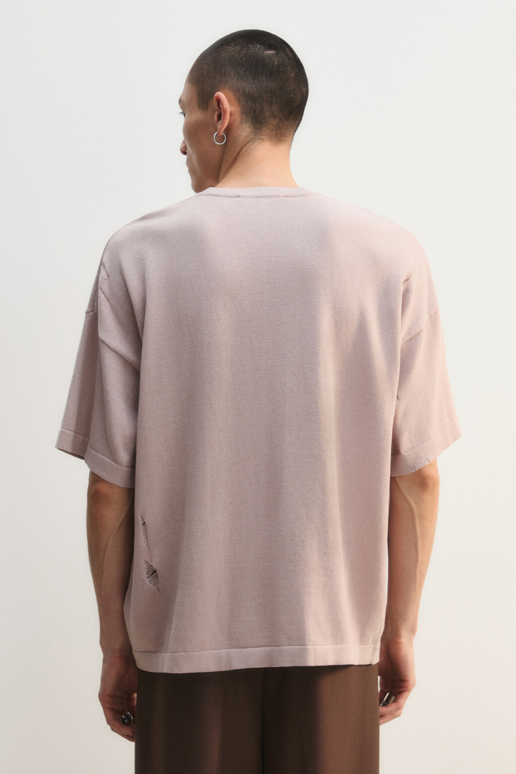 Футболка хлопковая рваная - цвет розовый - 4