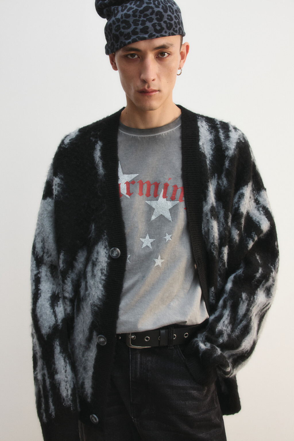 Кардиган на пуговицах с шерстью - цвет черный - 2