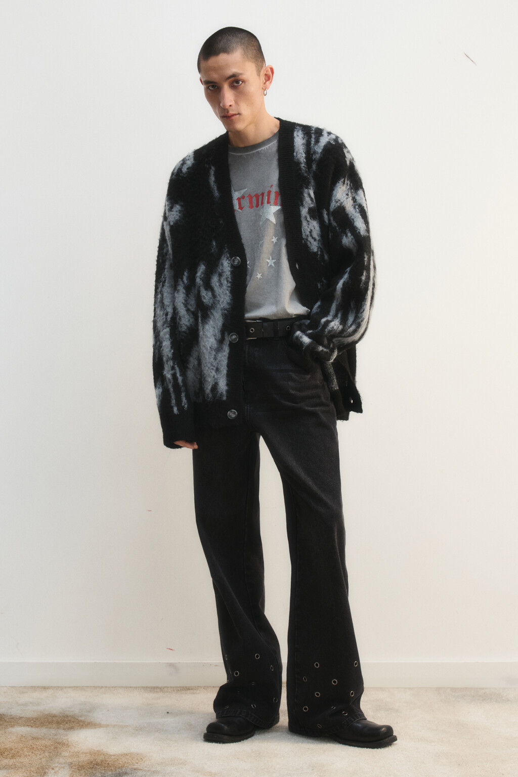 Кардиган на пуговицах с шерстью - цвет черный - 5