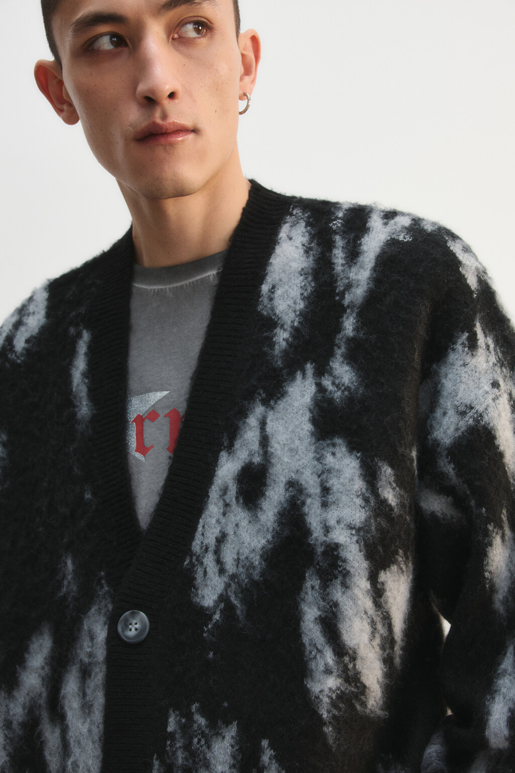 Кардиган на пуговицах с шерстью - цвет черный - 6