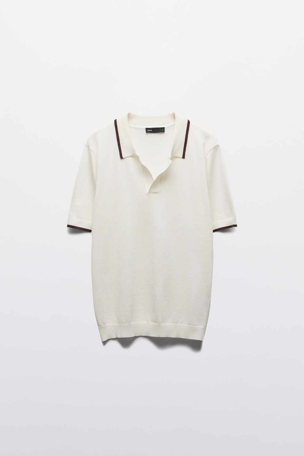 Футболка-поло вязаная с контрастной окантовкой - цвет бежевый - 7