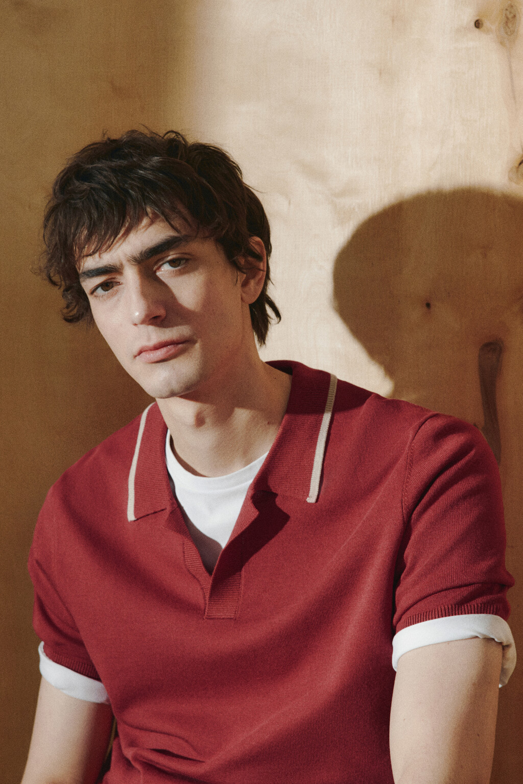 Футболка-поло вязаная с контрастной окантовкой - цвет красный - 2