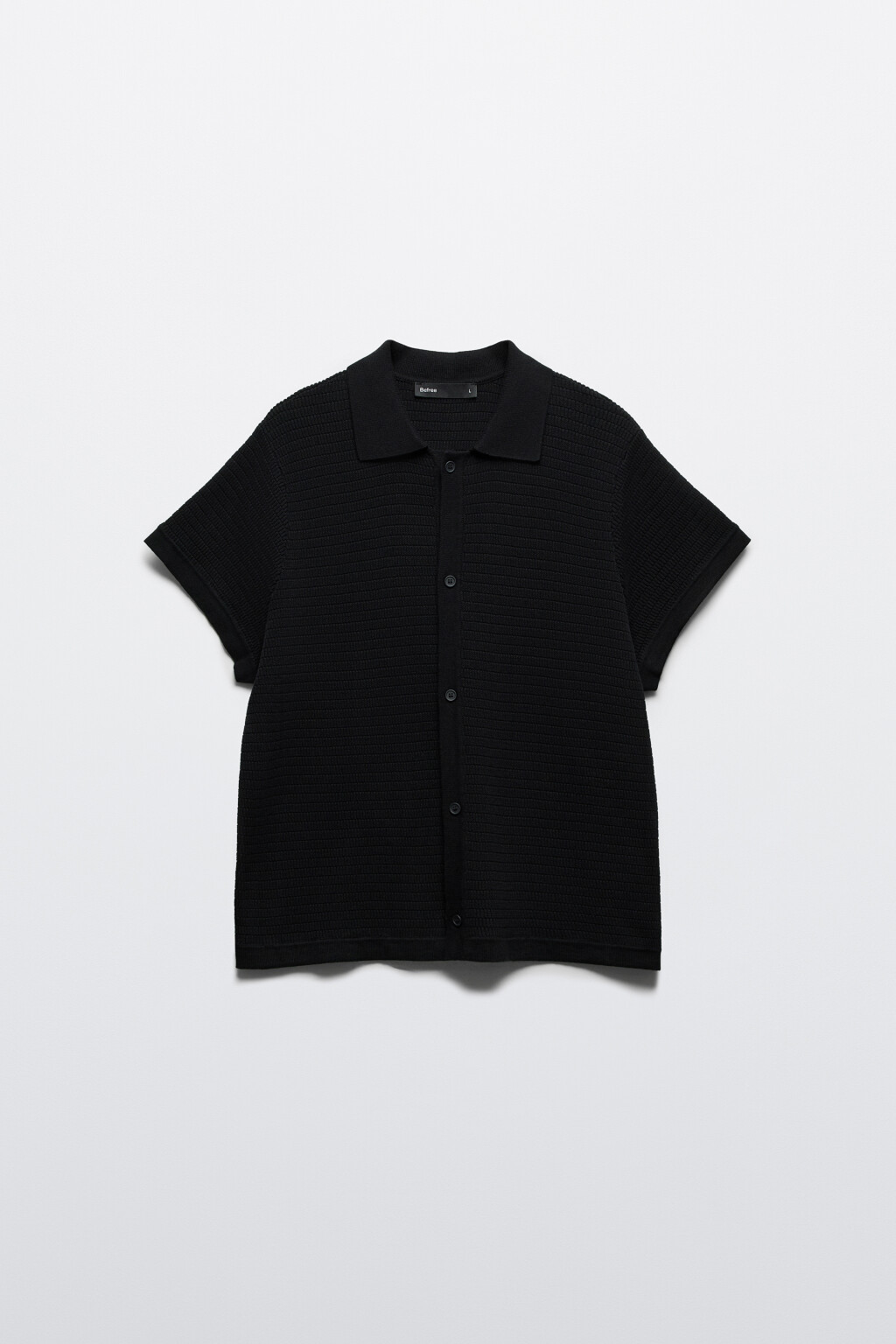 Рубашка вязаная с коротким рукавом - цвет черный - 1
