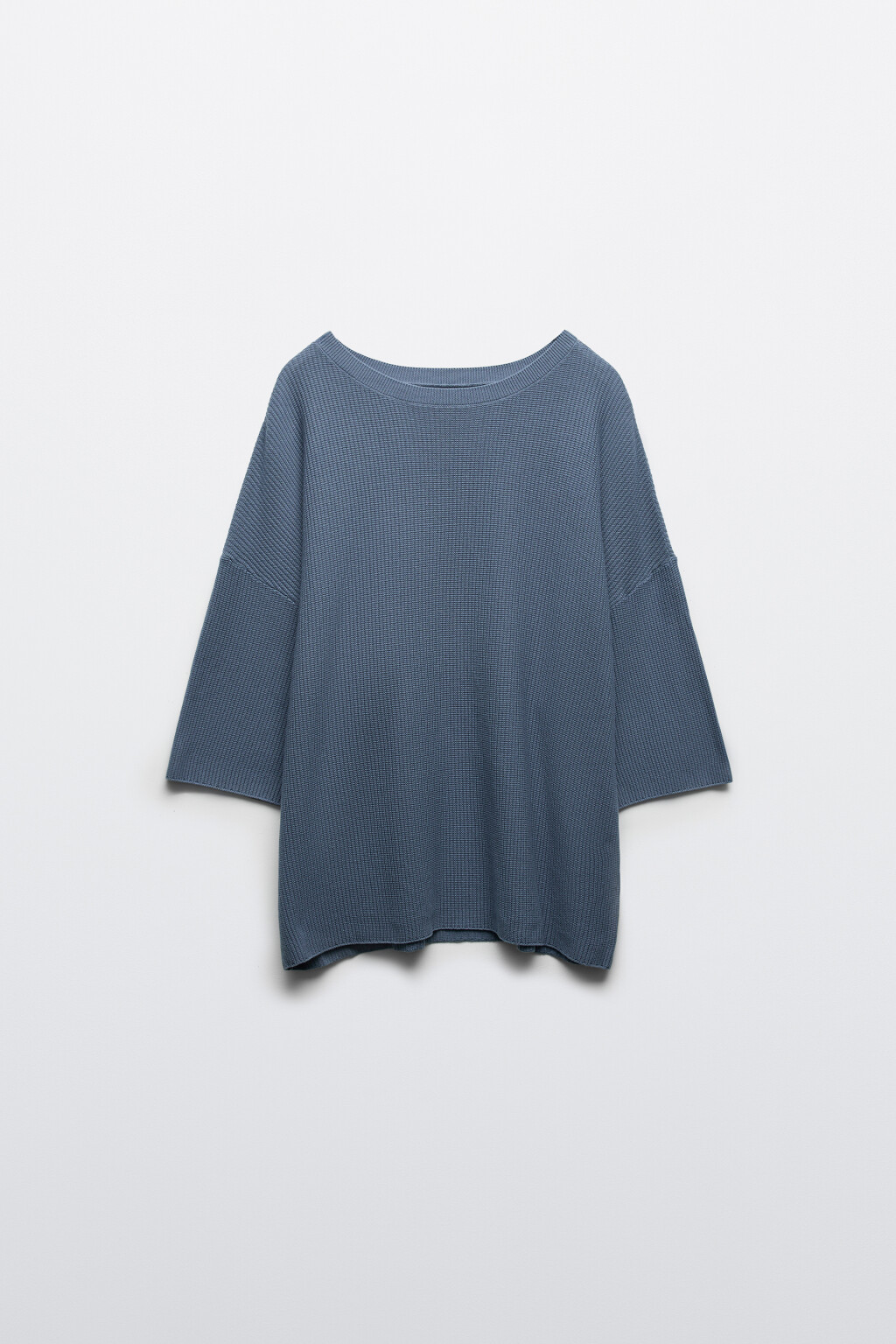 Футболка свободная из вязаного трикотажа  - цвет голубой - 8