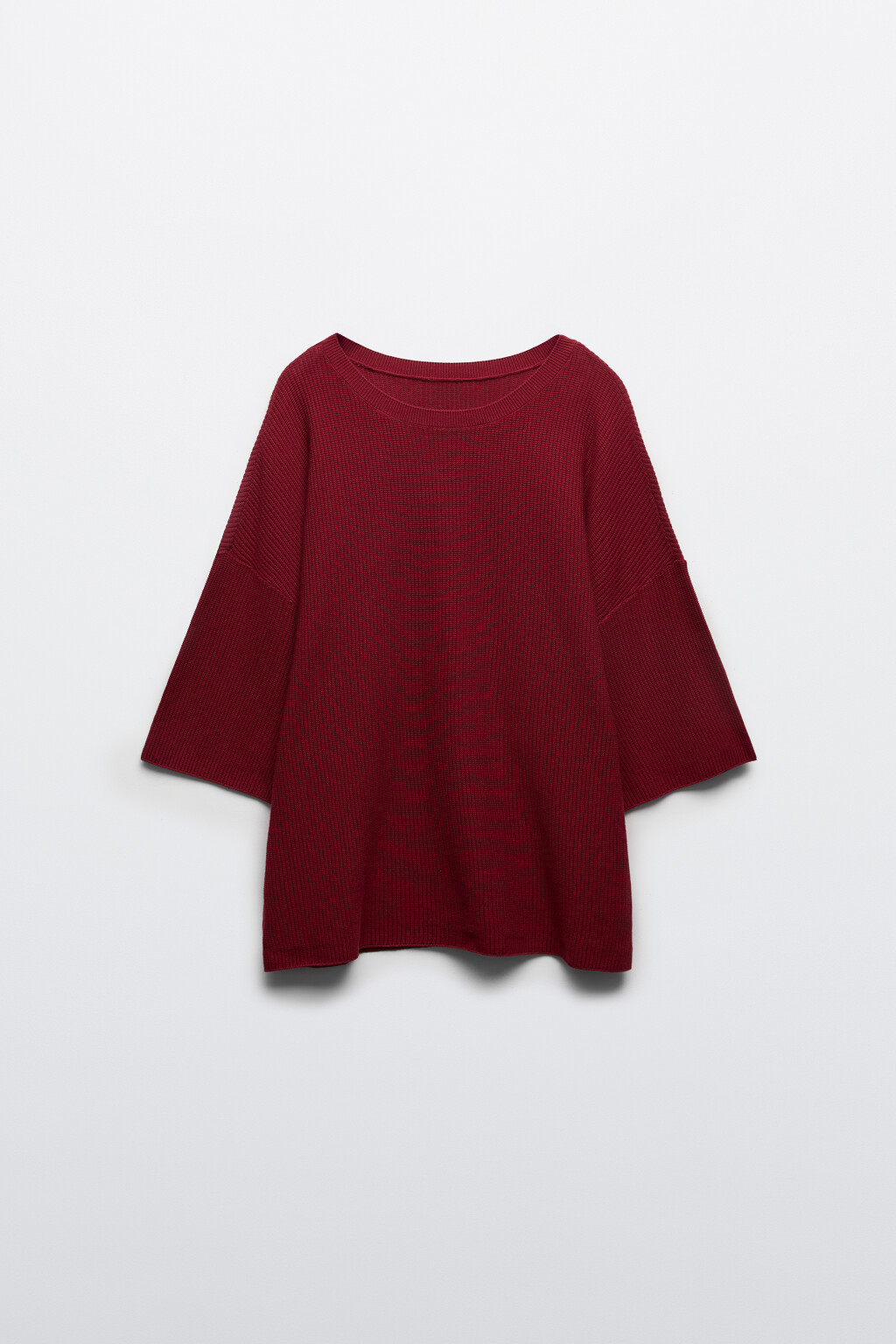 Футболка свободная из вязаного трикотажа  - цвет бордовый - 1