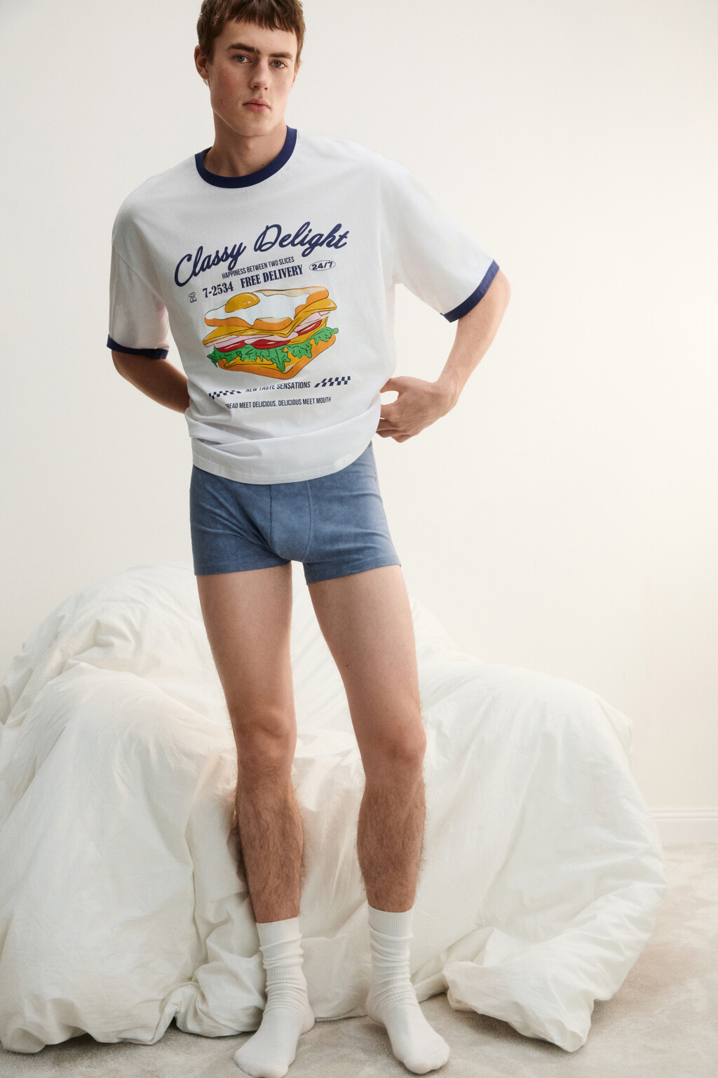 Трусы-боксеры с вареным эффектом - цвет серо-голубой - 1