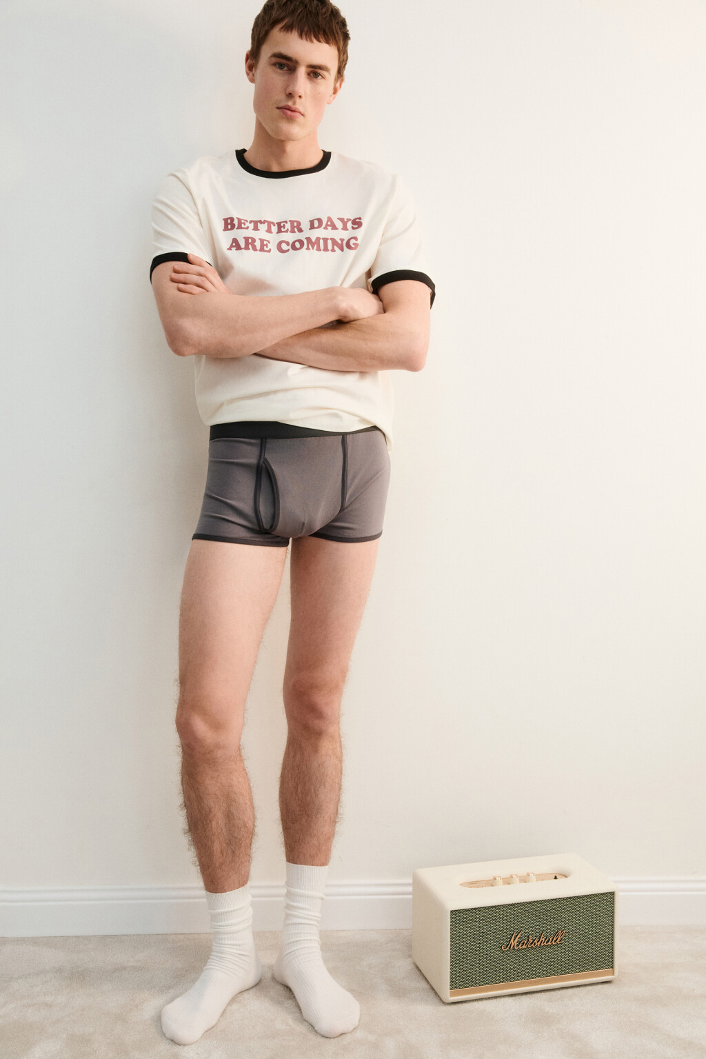 Трусы-боксеры с контрастной окантовкой - цвет серый - 1