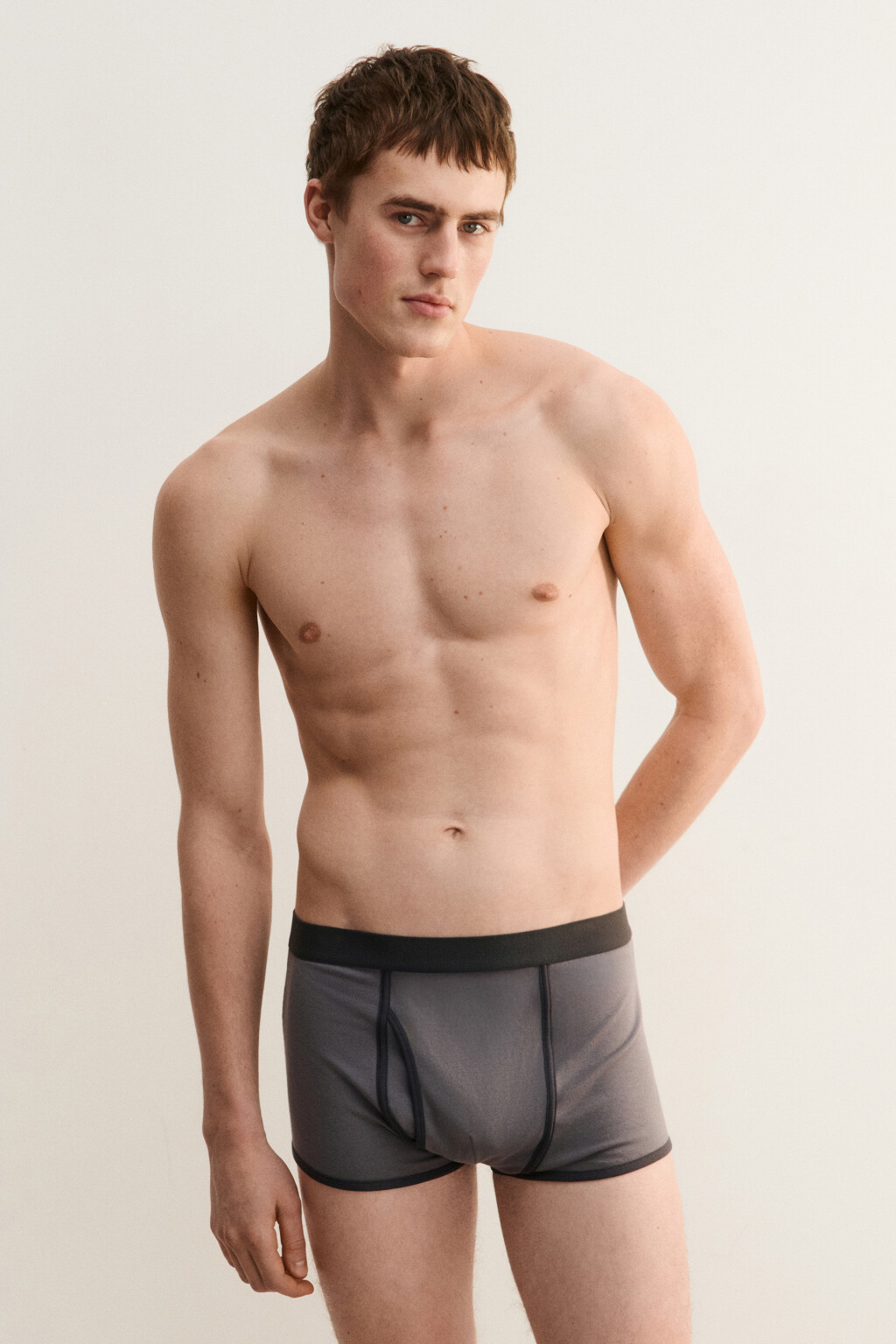 Трусы-боксеры с контрастной окантовкой - цвет серый - 3