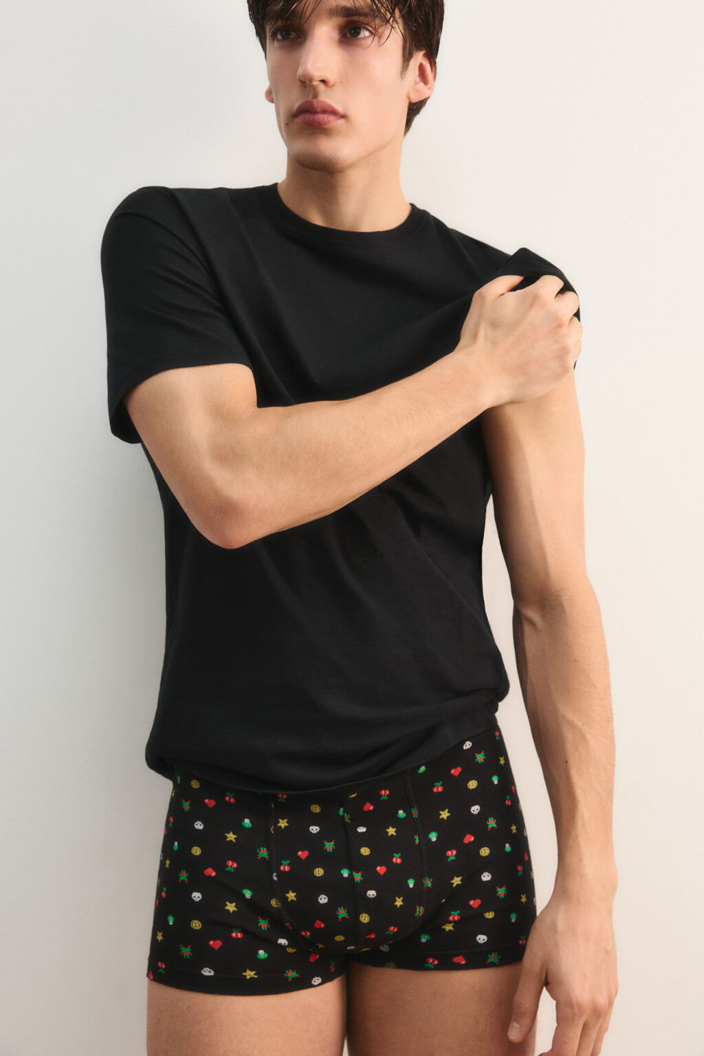 Трусы-боксеры с принтом - цвет черный - 2