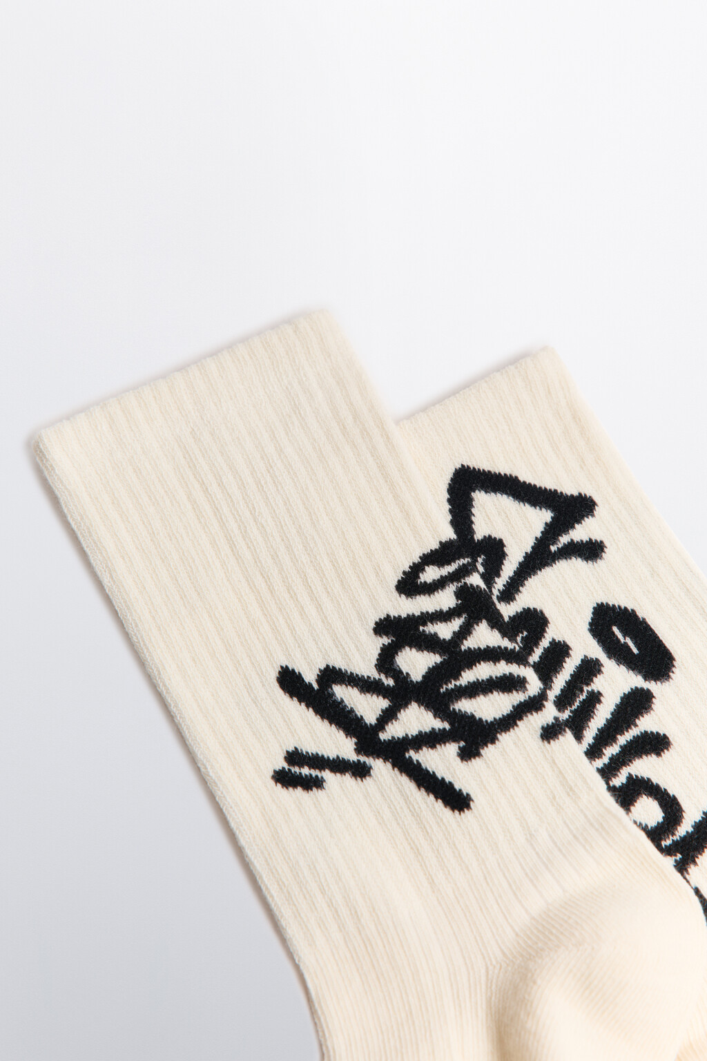 Носки в рубчик с граффити - цвет бежевый - 2