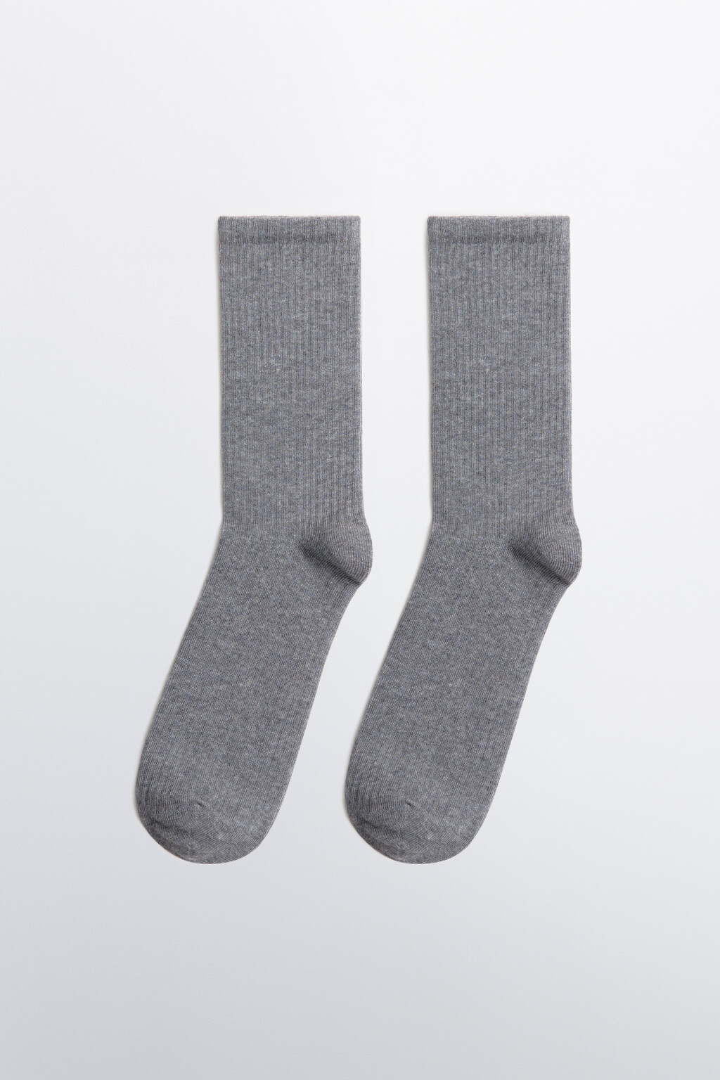 Носки высокие в рубчик - цвет серый - 1