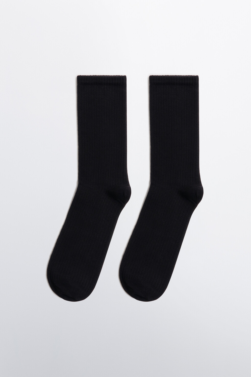 Носки высокие в рубчик - цвет черный - 1