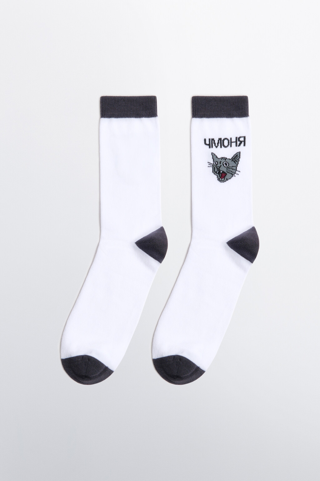 Носки с вышивкой и контрастными вставками - цвет черный - 1