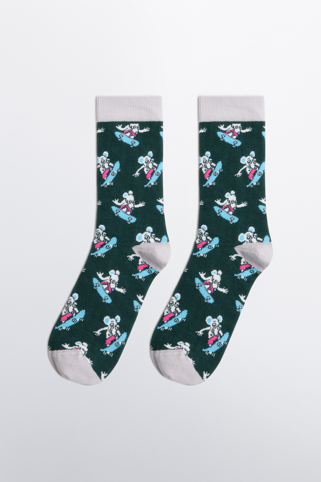 Носки высокие с принтом - цвет зеленый - 1